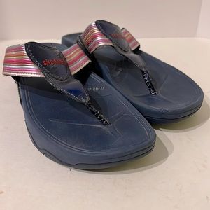 Skechers Tone Ups Sandals Sz 8 Blue Multi Strap